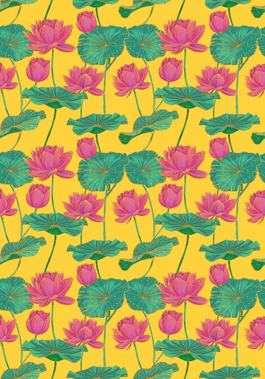 Yellow lotus -  Pichwai  ( Instant Transfer Sheets )