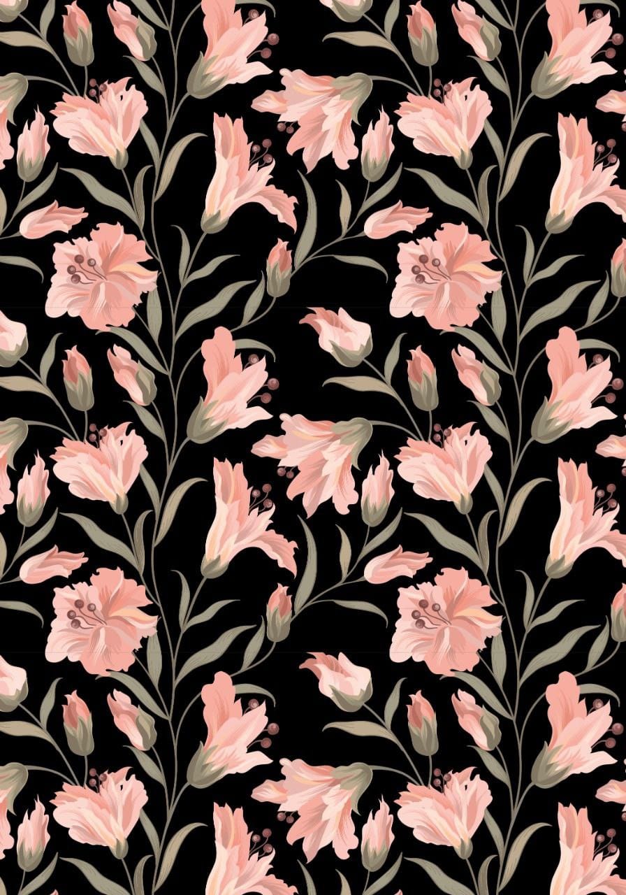 black n Pink Floral 2  ( Instant Transfer Sheets )