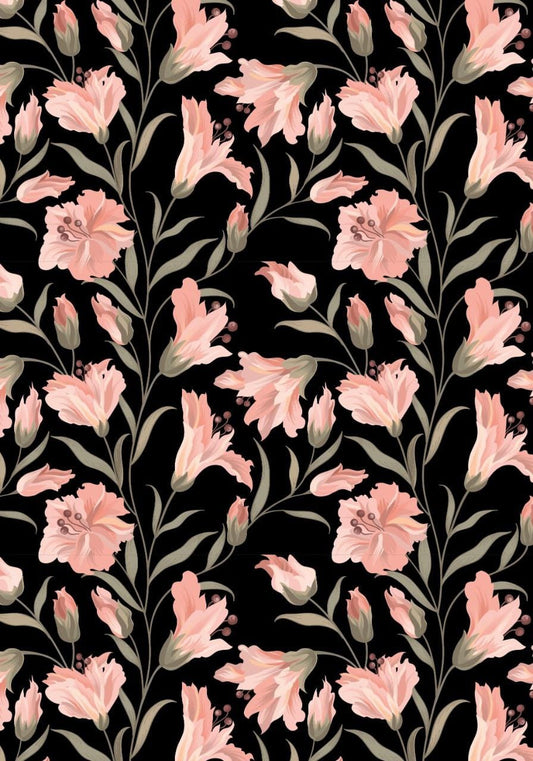 black n Pink Floral 2  ( Instant Transfer Sheets )