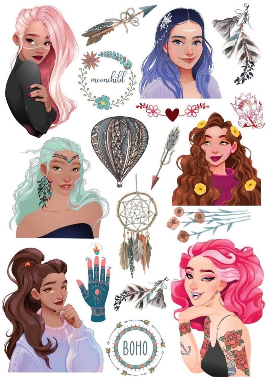 Hippie Gals ( Instant Transfer Sheets )