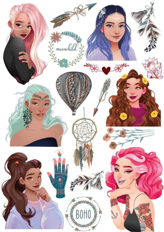 Hippie Gals ( Instant Transfer Sheets )