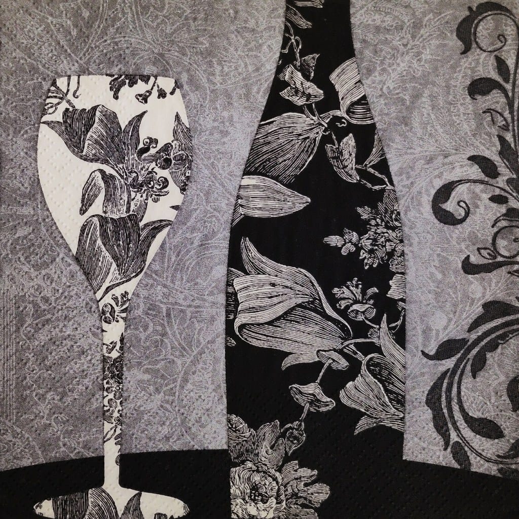 Champagne (black white Floral)   ( German Napkins Tissues )
