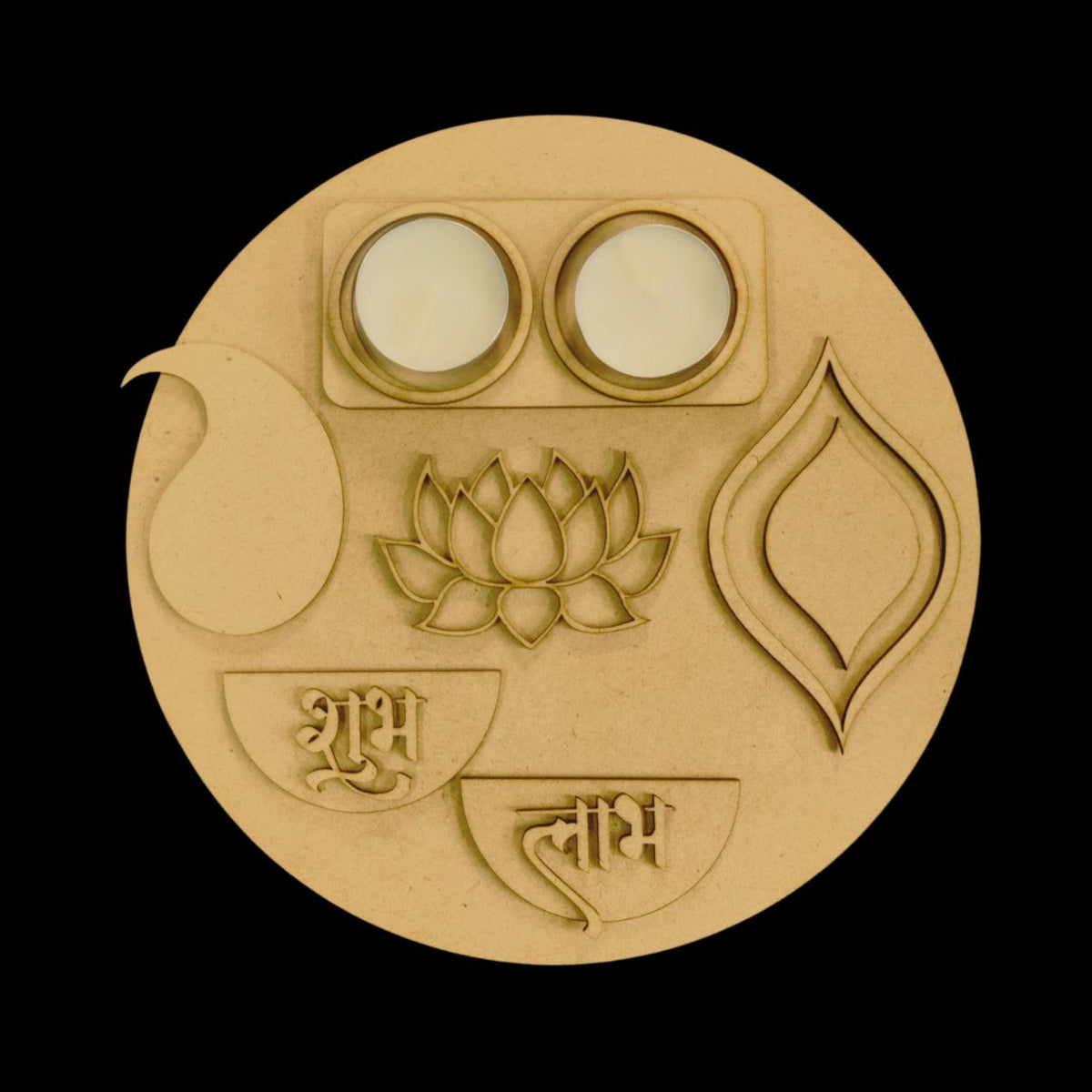 Platter with Embellishments and Tealight Holder - 1 ( MDF Diwali/Festive collections )