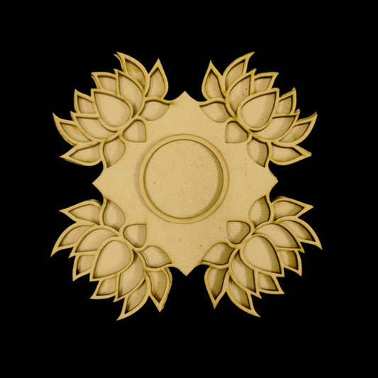 Lotus corners - MDF tealight holder ( Diwali / Festive collection )