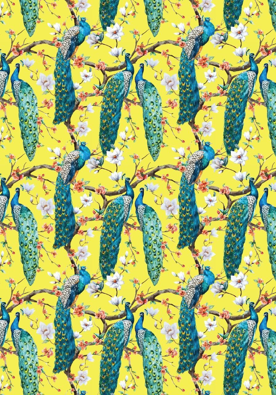 Peacock - yellow BG  ( Instant Transfer Sheets )