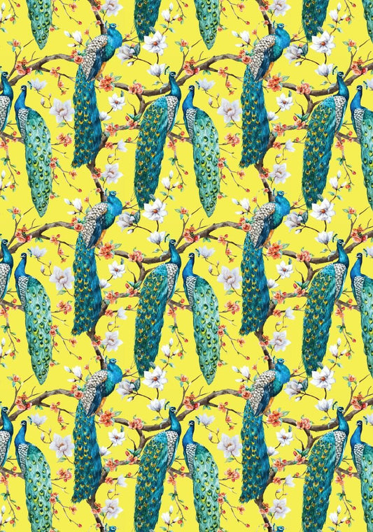 Peacock - yellow BG  ( Instant Transfer Sheets )