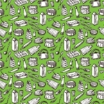 Kitchen set - green ( Decoupage papers )