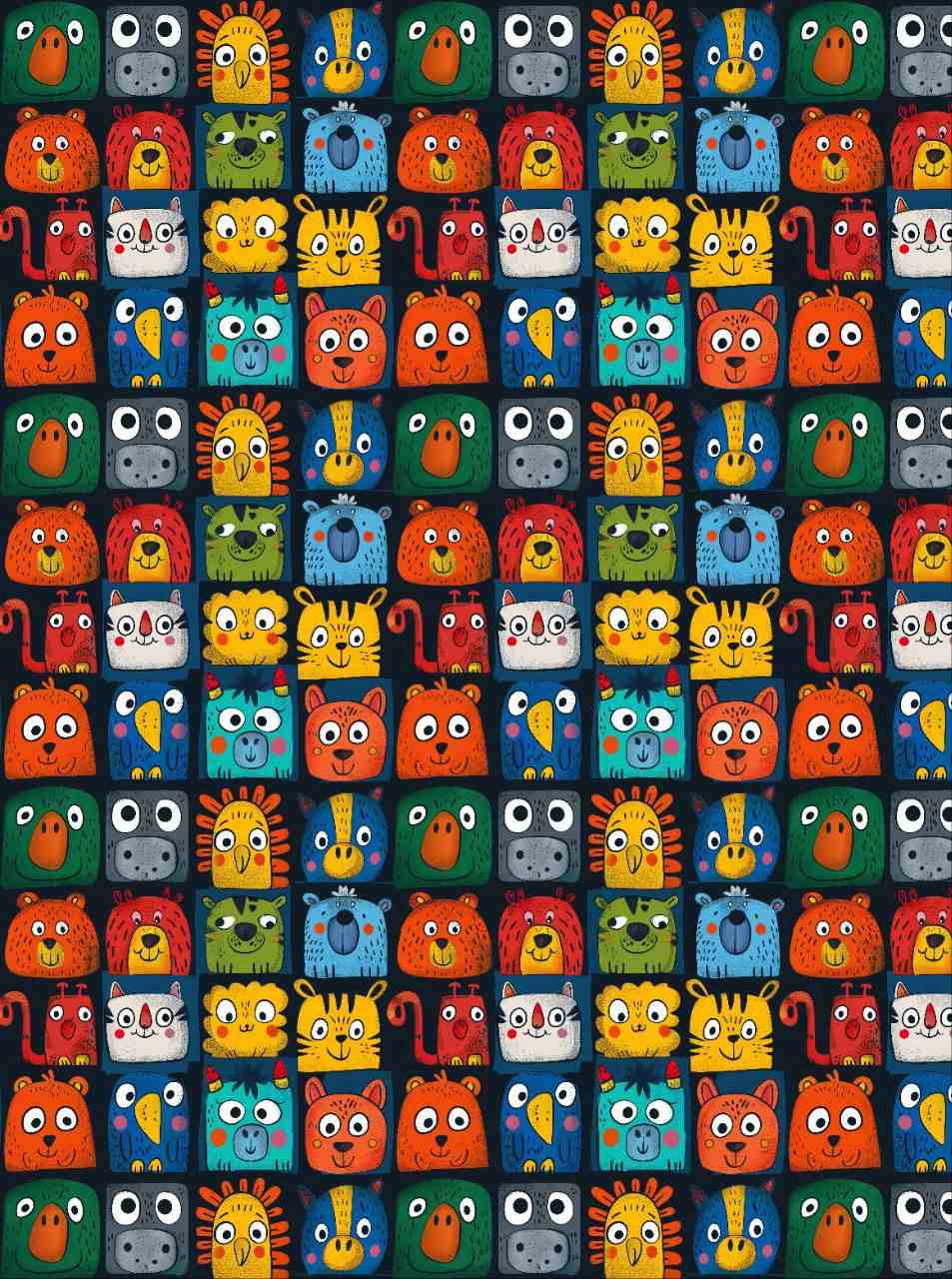 Cute Animals Mugshots - Seamless Pattern (Decoupage Paper) Cute Animals Mugshots Tiles - Seamless Pattern (Decoupage Paper) - Image 1