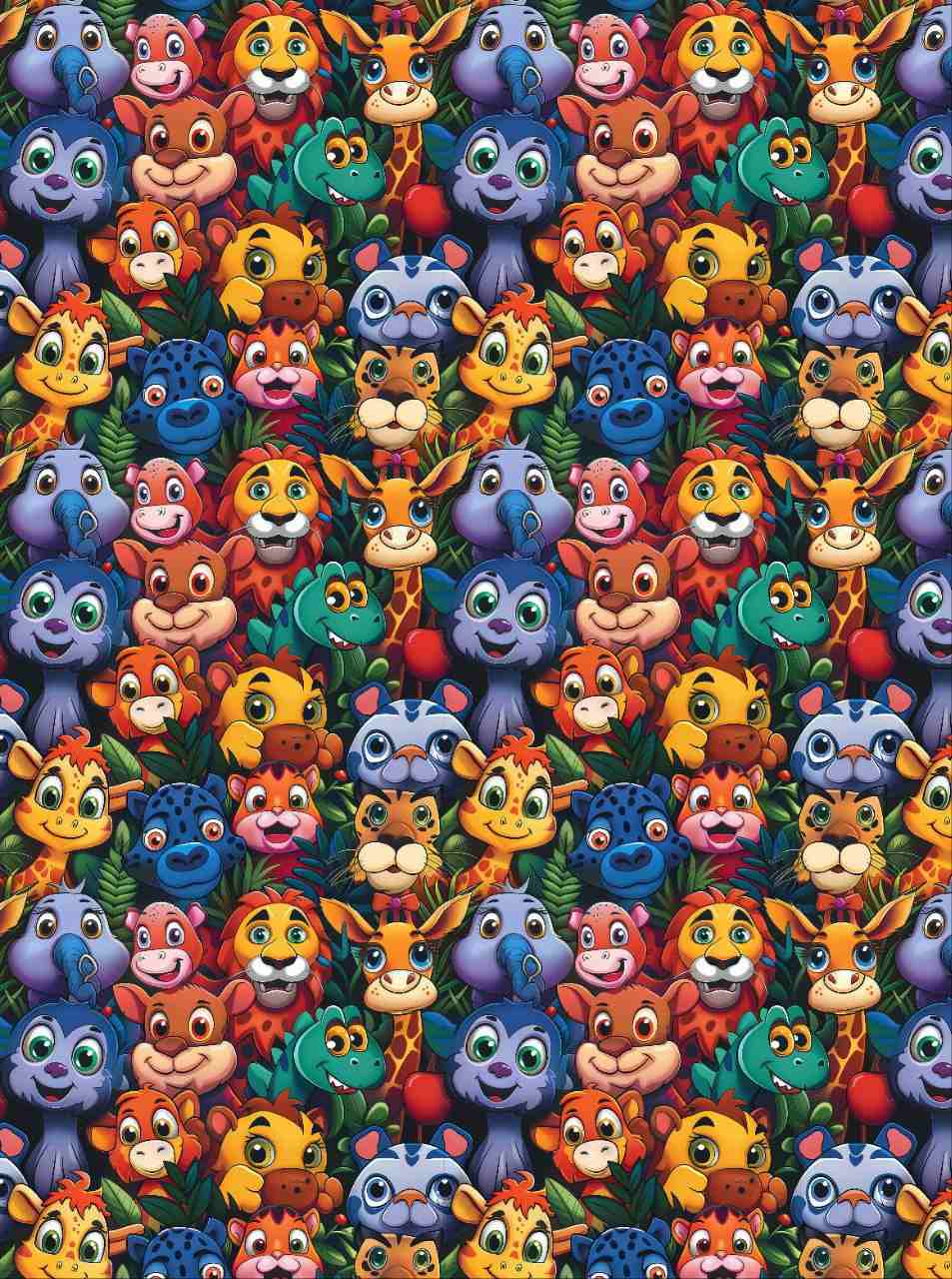 Cute Wild Animals in Jungle - Seamless Pattern (Decoupage Paper) Cute Wild Animals in Jungle - Seamless Pattern (Decoupage Paper) - Image 1