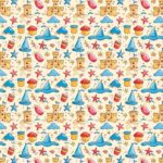 Sand Castle Beach Side - Seamless Pattern (Decoupage Paper)