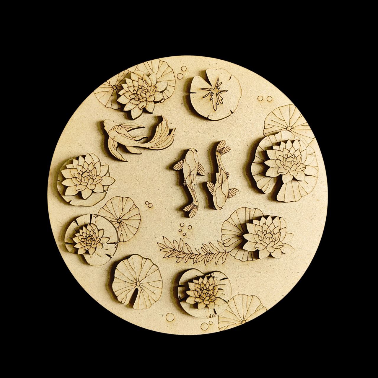 Lotus Pond with Fishes (MDF DIY Premarked Base) Lotus Pond - Fishes (MDF DIY Premarked Base) - Image 1