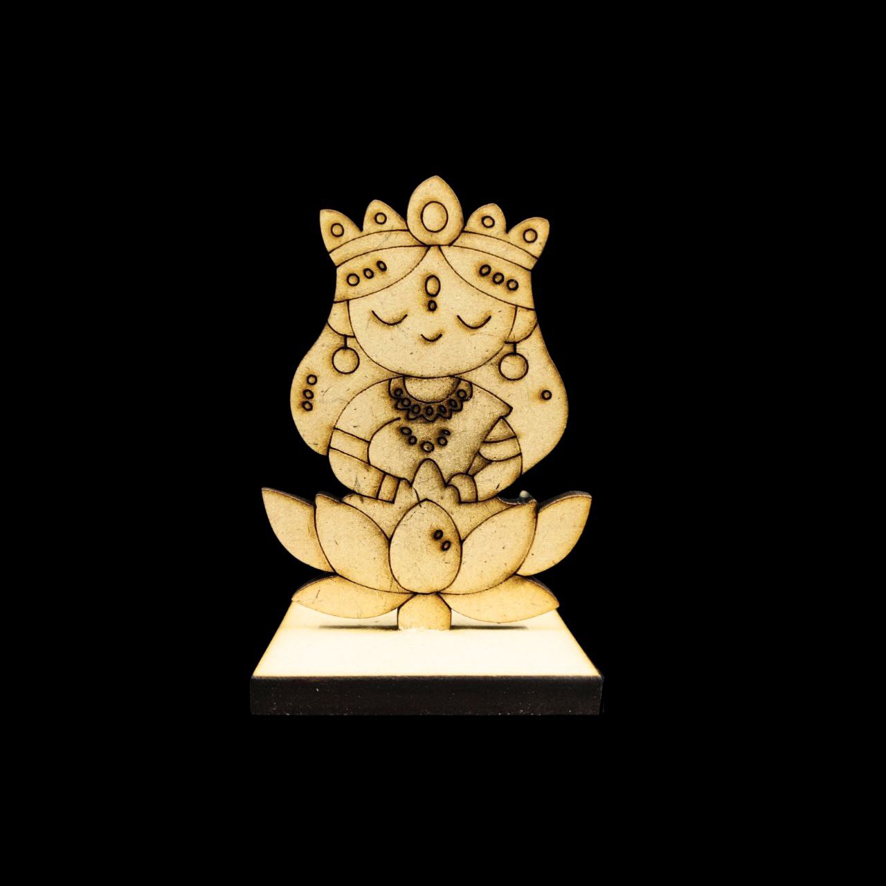 Cute Lakshmi Laxmi Goddess - Car dashboard Table Desk Stand (MDF Premarked Lasercut) Festive Collection Cute Lakshmi Laxmi Goddess - Car dashboard Table Desk Stand (MDF Premarked Lasercut) Festive Collection - Image 1
