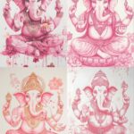 Ganpati Ganesha - Pink Hues (4 in 1 - Decoupage Paper)