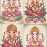 Ganpati Traditional Wall Art Poster (4 in 1 - Decoupage Paper)
