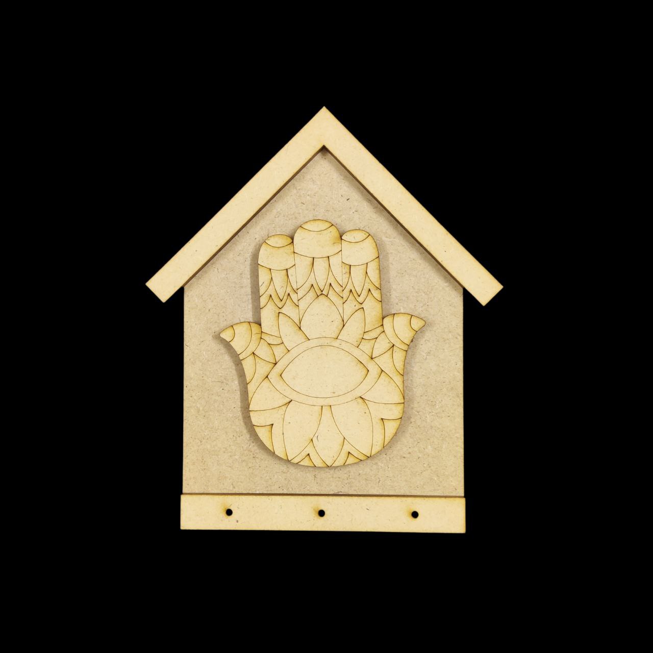 Hamsa Palm Mandala Pattern - House (MDF Keyholder) Hamsa Palm Mandala Pattern - House (MDF Keyholder) - Image 1