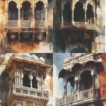 Jharokha Palace Window - Color Burn effect (4 in 1 - Decoupage Paper)