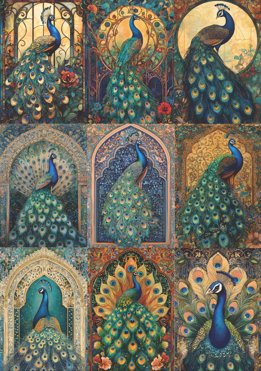 Mystical Peacocks (9 in 1 - Decoupage Paper) Mystical Peacocks (9 in 1 - Decoupage Paper) - Image 1
